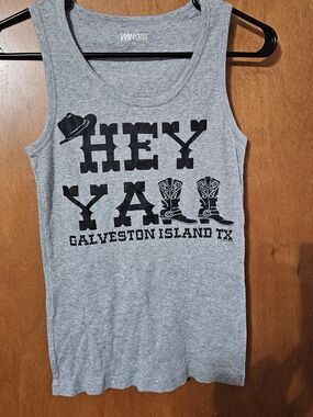 Grey 'HEY Y'ALL' Galveston Island Tank